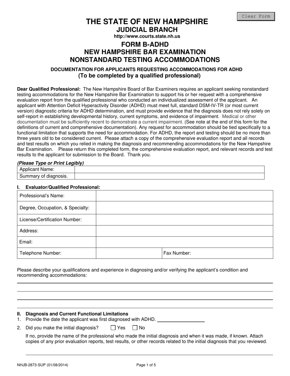 Form BADHD (NHJB2873SUP) Download Fillable PDF or Fill Online New