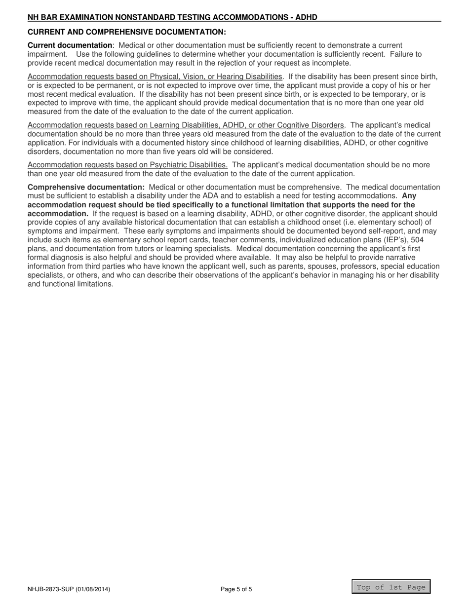 Form B-ADHD (NHJB-2873-SUP) New Hampshire Bar Examination Nonstandard Testing Accommodations - New Hampshire, Page 5