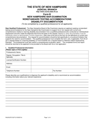 Form B (NHJB-2872-SUP) &quot;New Hampshire Bar Examination Nonstandard Testing Accommodations Disability Documentation&quot; - New Hampshire