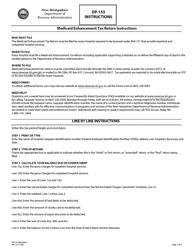 Instructions for Form DP-153 Medicaid Enhancement Tax Return - New Hampshire