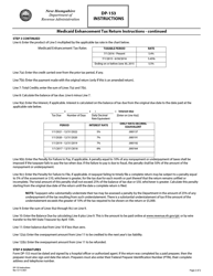 Instructions for Form DP-153 Medicaid Enhancement Tax Return - New Hampshire, Page 2