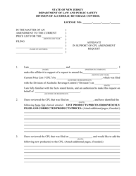 Document preview: Affidavit in Support of Cpl Amendment Request - New Jersey