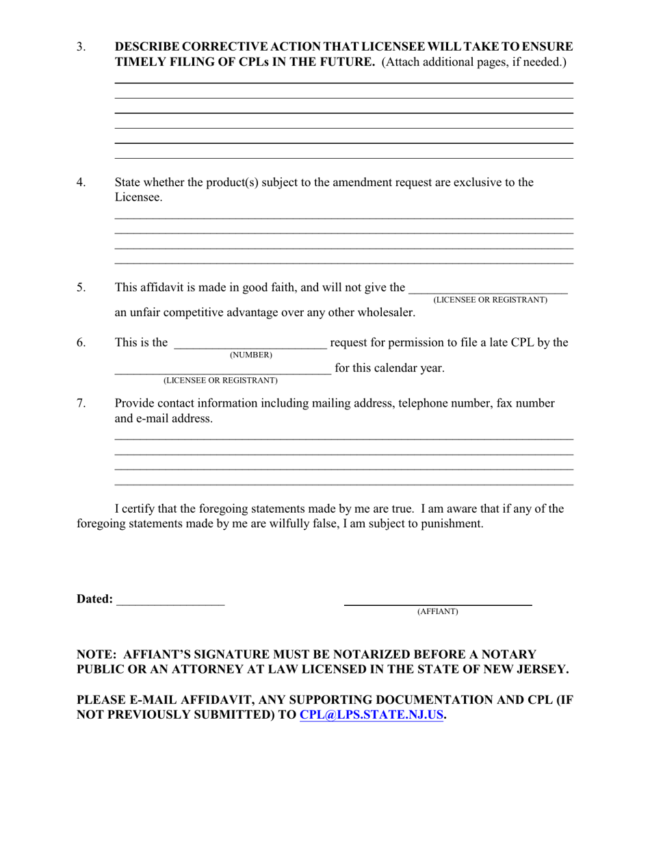 Affidavit in Support of Request to File Late Cpl - New Jersey, Page 2
