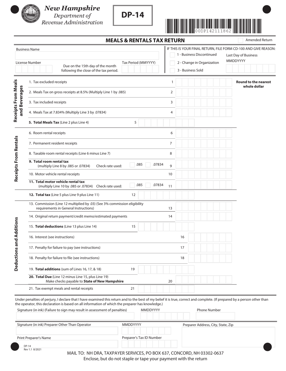 Form RSA-78A Meals  Rentals Tax Booklet - New Hampshire, Page 11