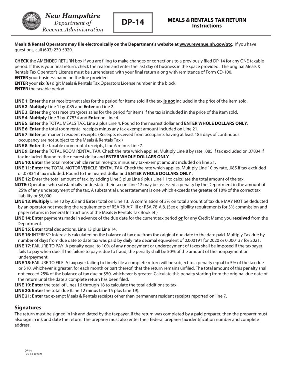 Form RSA-78A Meals  Rentals Tax Booklet - New Hampshire, Page 12