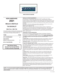 Form RSA-78A Meals &amp; Rentals Tax Booklet - New Hampshire