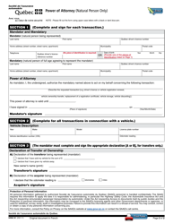 Form 5498A 30 Power of Attorney (Natural Person Only) - Quebec, Canada, Page 2