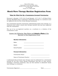 Document preview: Shock Wave Therapy Machine Registration Form - New Jersey