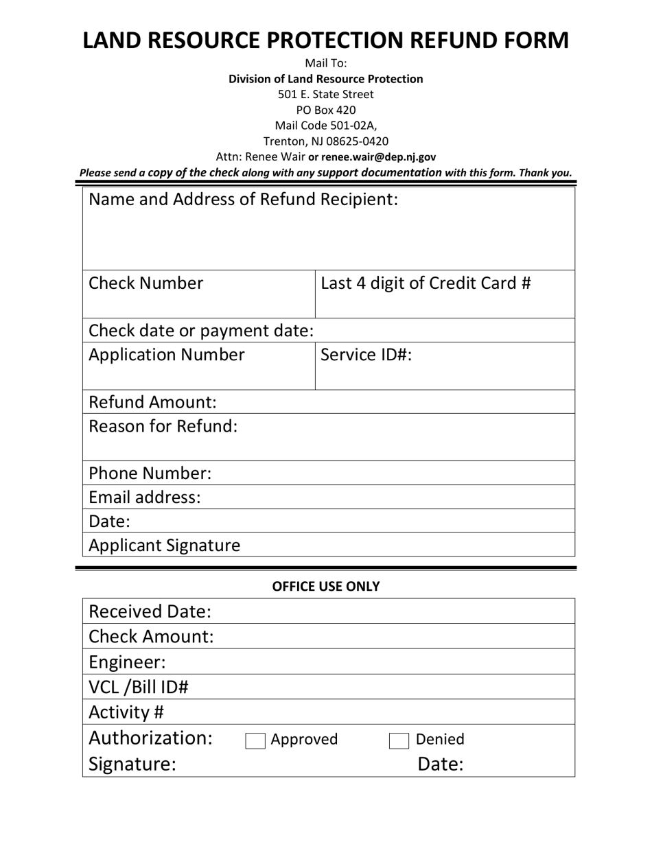 Request for an Application Fee Refund - New Jersey, Page 1