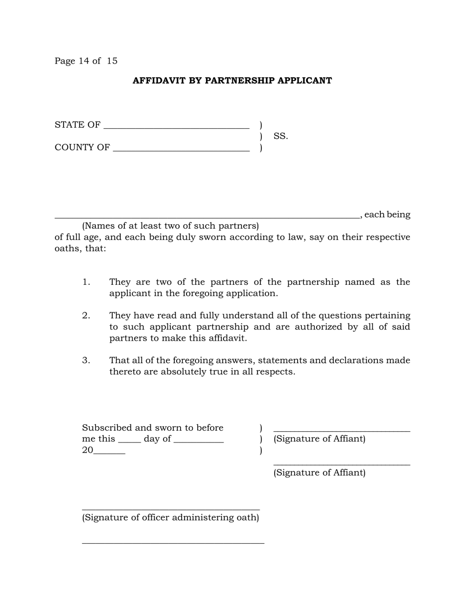Thoroughbred Race Meeting Permit Application - New Jersey, Page 14