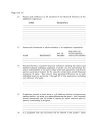 Thoroughbred Race Meeting Permit Application - New Jersey, Page 3