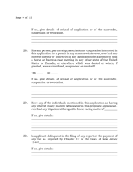 Thoroughbred Race Meeting Permit Application - New Jersey, Page 9