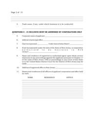 Harness Race Meeting Permit Application - New Jersey, Page 2