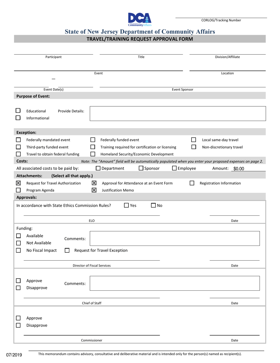 Travel-Training Approval Forms Package - New Jersey, Page 1