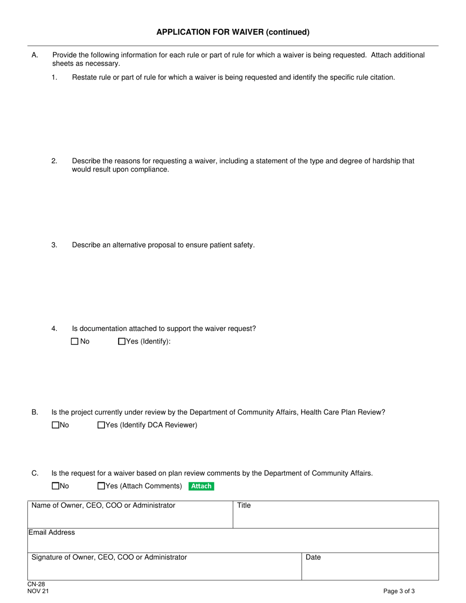 Form CN-28 Application for Waiver - New Jersey, Page 3