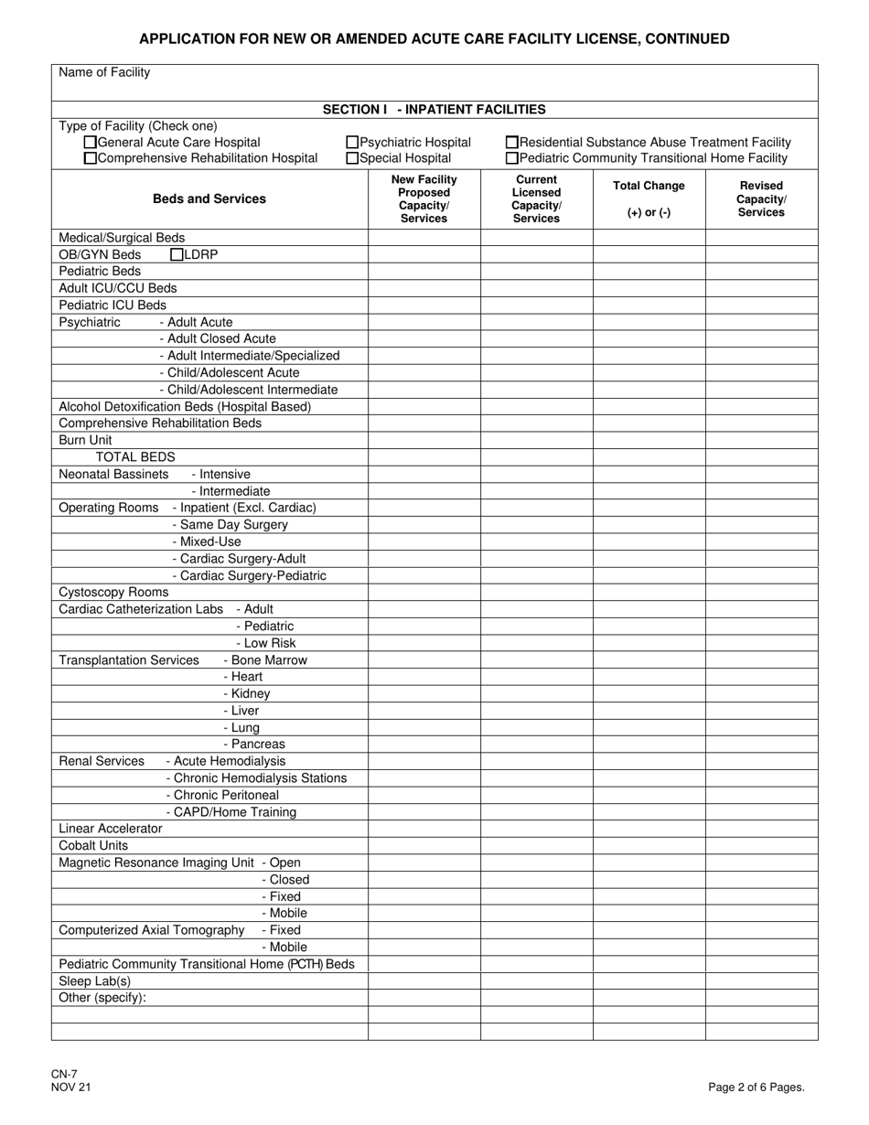 Form CN-7 Application for New or Amended Acute Care Facility License - New Jersey, Page 4