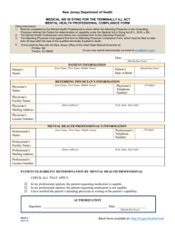 Form MAID-2 &quot;Mental Health Professional Compliance Form&quot; - New Jersey