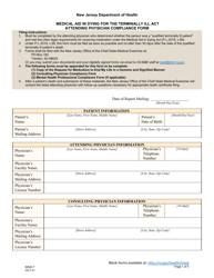Form MAID-7 &quot;Attending Physician Compliance Form&quot; - New Jersey