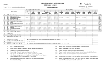 Form C &quot;New Jersey Acute Care Hospitals Cost Reports - Cost Center Data&quot; - New Jersey, Page 2