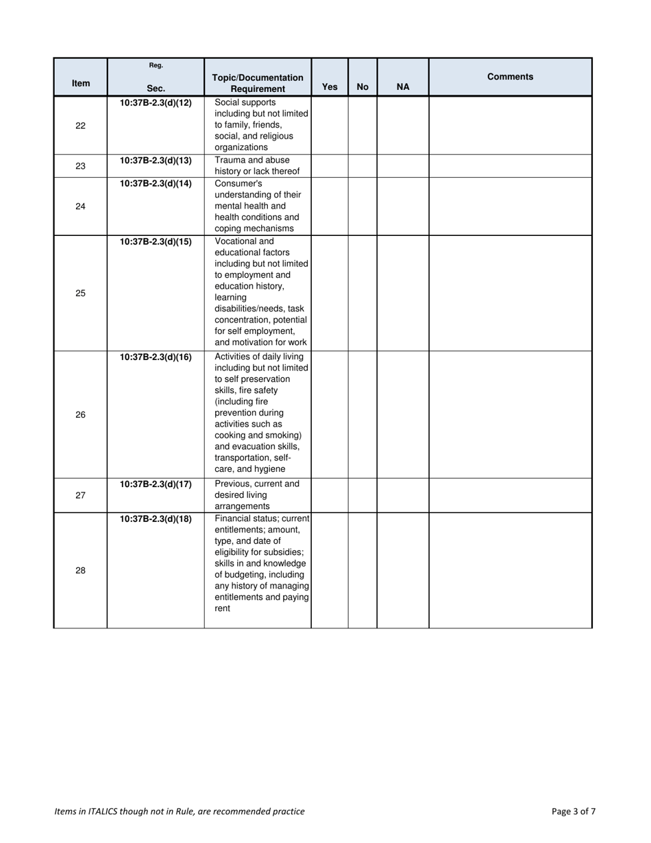Community Support Services Monitoring Tool - New Jersey, Page 3