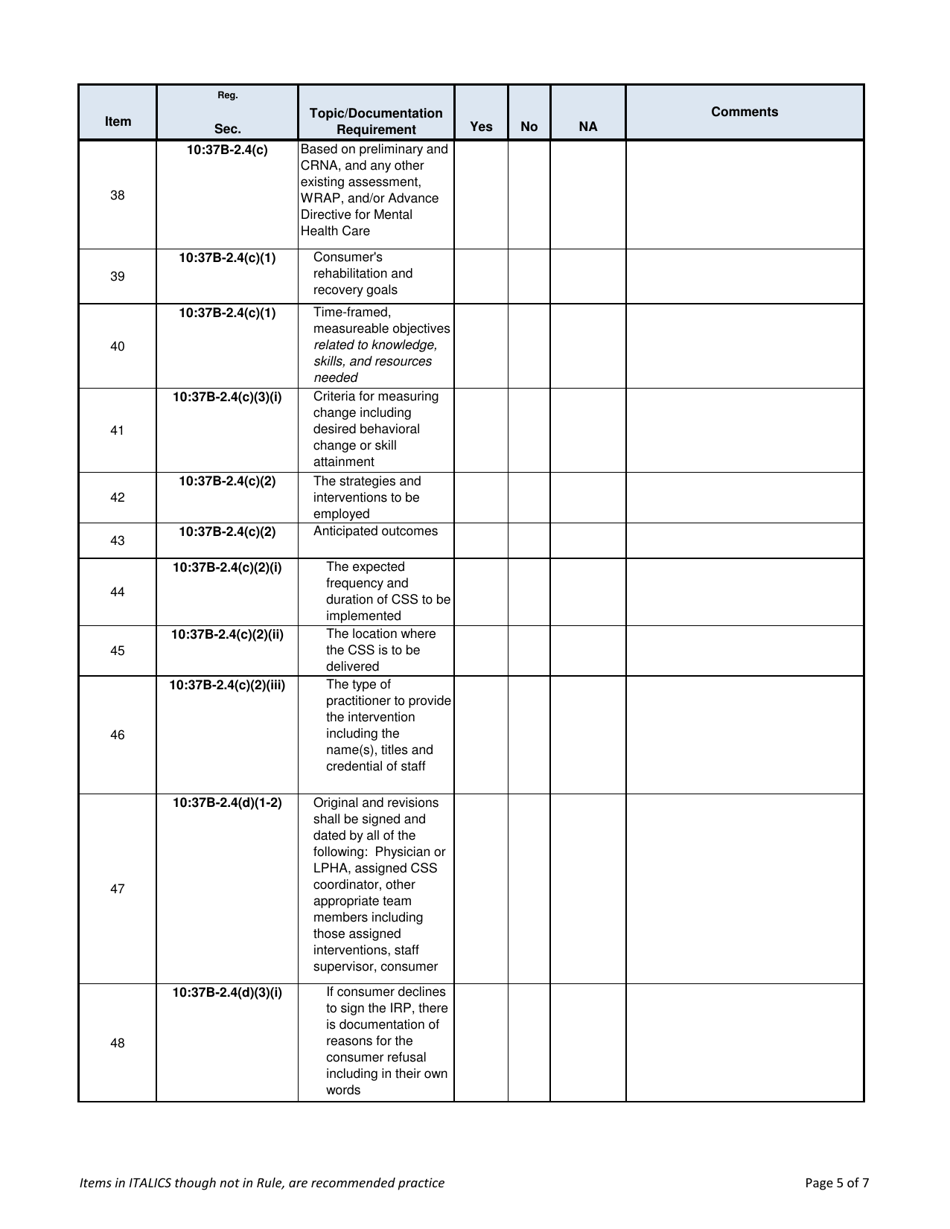 Community Support Services Monitoring Tool - New Jersey, Page 5