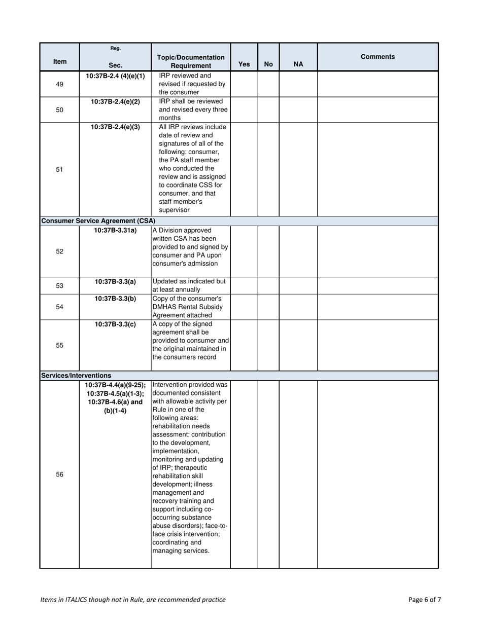 Community Support Services Monitoring Tool - New Jersey, Page 6
