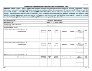 Community Support Services - Individualized Rehabilitation Plan - New Jersey, Page 2