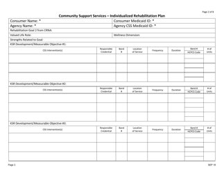 Community Support Services - Individualized Rehabilitation Plan - New Jersey, Page 3