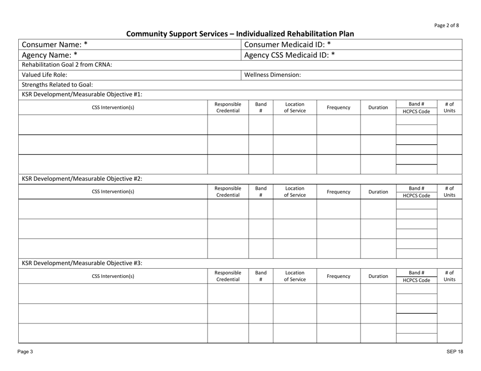 Community Support Services - Individualized Rehabilitation Plan - New Jersey, Page 3