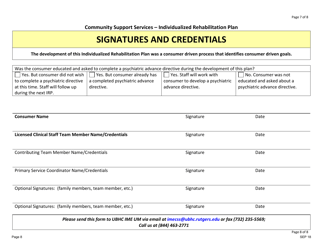 Community Support Services - Individualized Rehabilitation Plan - New Jersey, Page 8