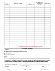 Mental Health Fee-For-Service (Mh Ffs) Contract Agency Administrative Information Form - New Jersey, Page 2