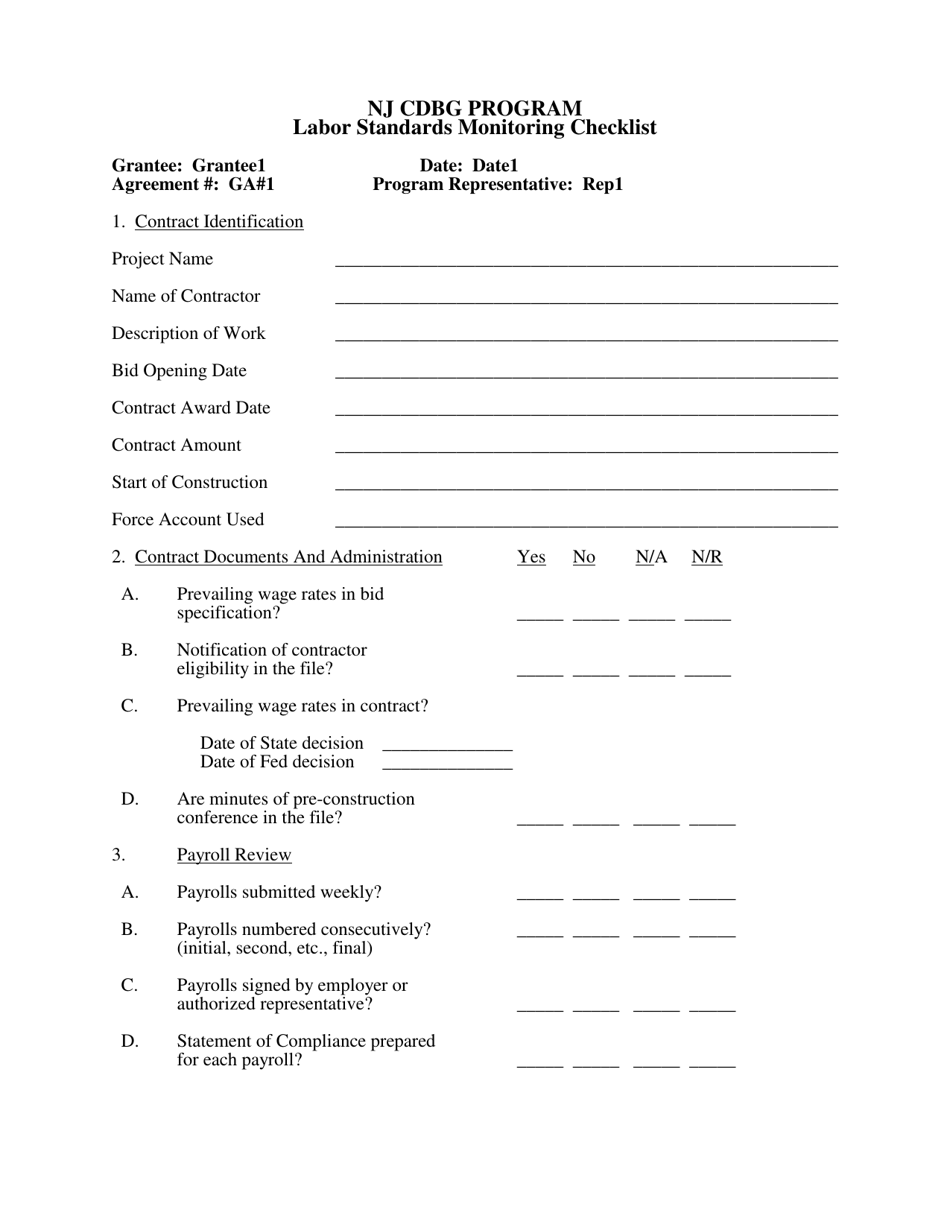 Monitoring Forms - Nj Small Cities Cdbg Program - New Jersey, Page 16