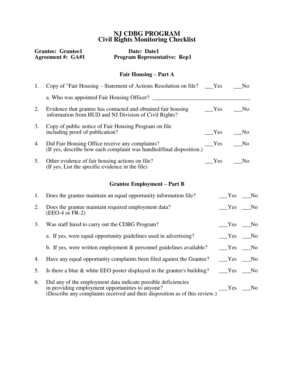 Monitoring Forms - Nj Small Cities Cdbg Program - New Jersey, Page 19
