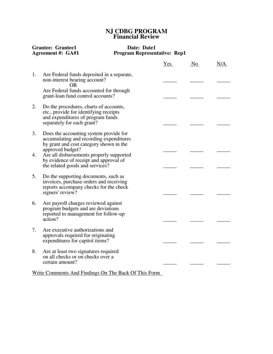 Monitoring Forms - Nj Small Cities Cdbg Program - New Jersey, Page 25