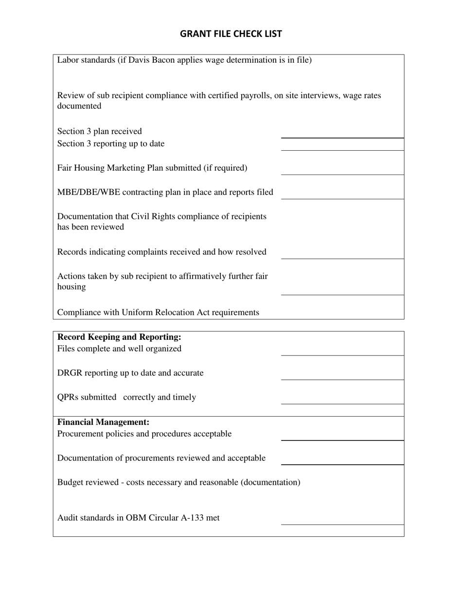 Grant File Check List - New Jersey, Page 3