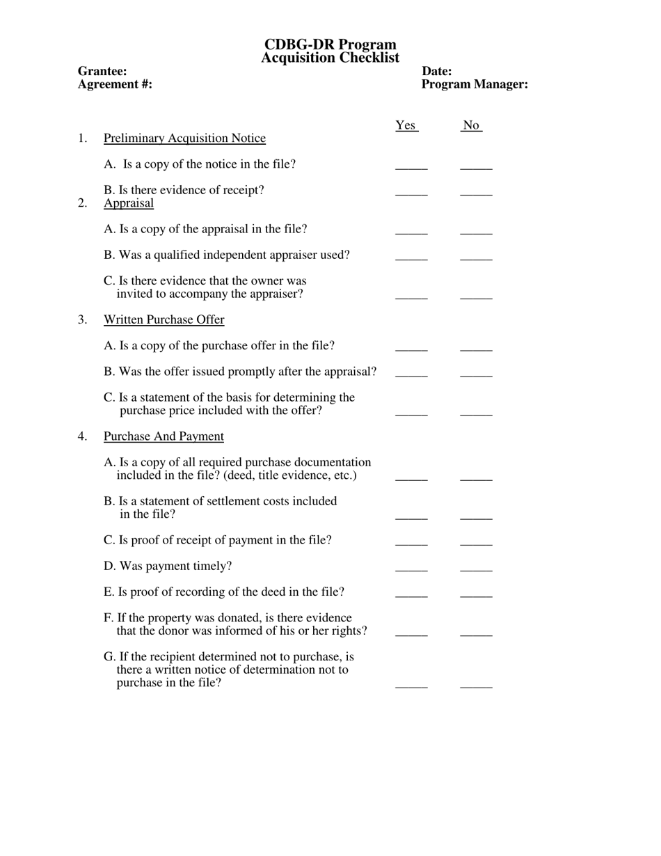 Monitoring Forms - Cdbg-Dr Program (Hurricane Irene) - New Jersey, Page 20