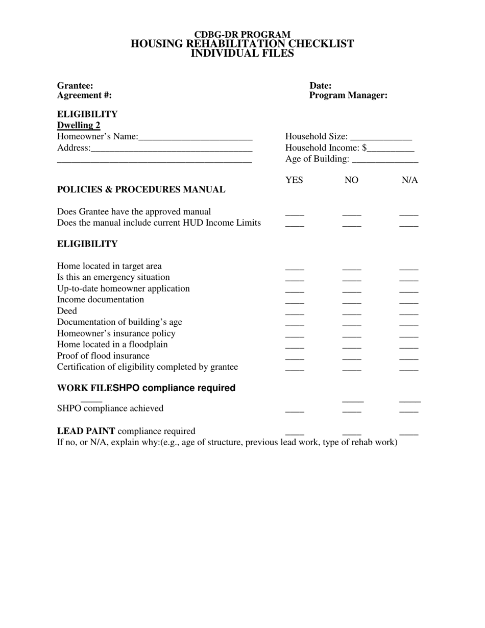 Monitoring Forms - Cdbg-Dr Program (Hurricane Irene) - New Jersey, Page 5