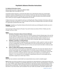 Document preview: Instructions for Psychiatric Advance Directive (Pad)/Crisis Plan - New Jersey