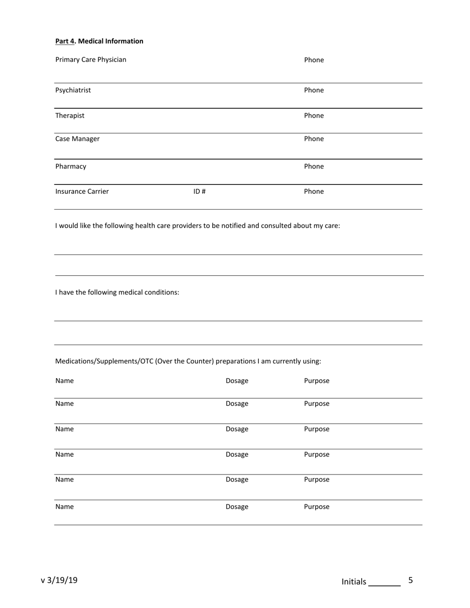 Psychiatric Advance Directive (Pad) / Crisis Plan - New Jersey, Page 5