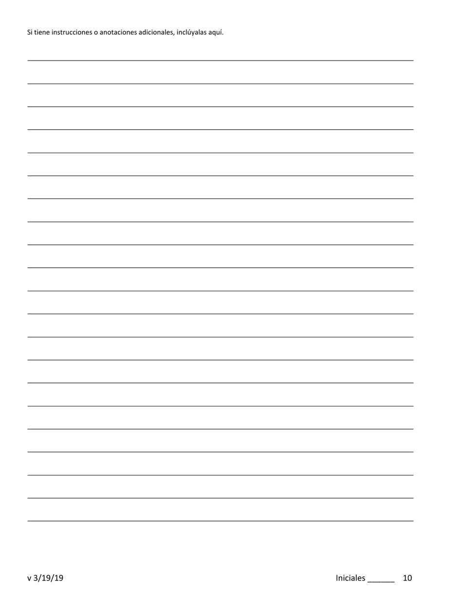 Directiva Anticipada Psiquiatrica (Pad) / Plan De Crisis - New Jersey (Spanish), Page 10