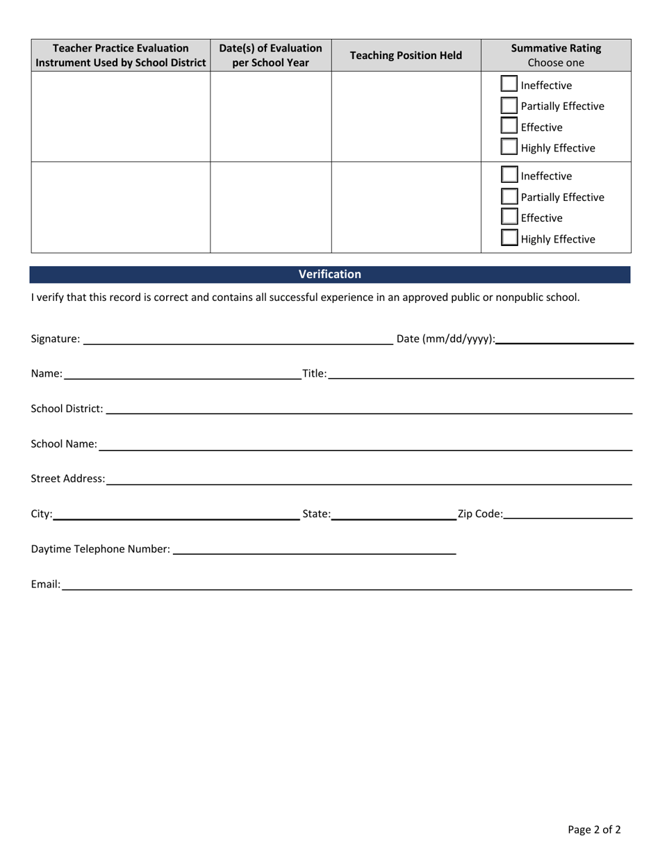 Record of Professional Experience - New Jersey, Page 2