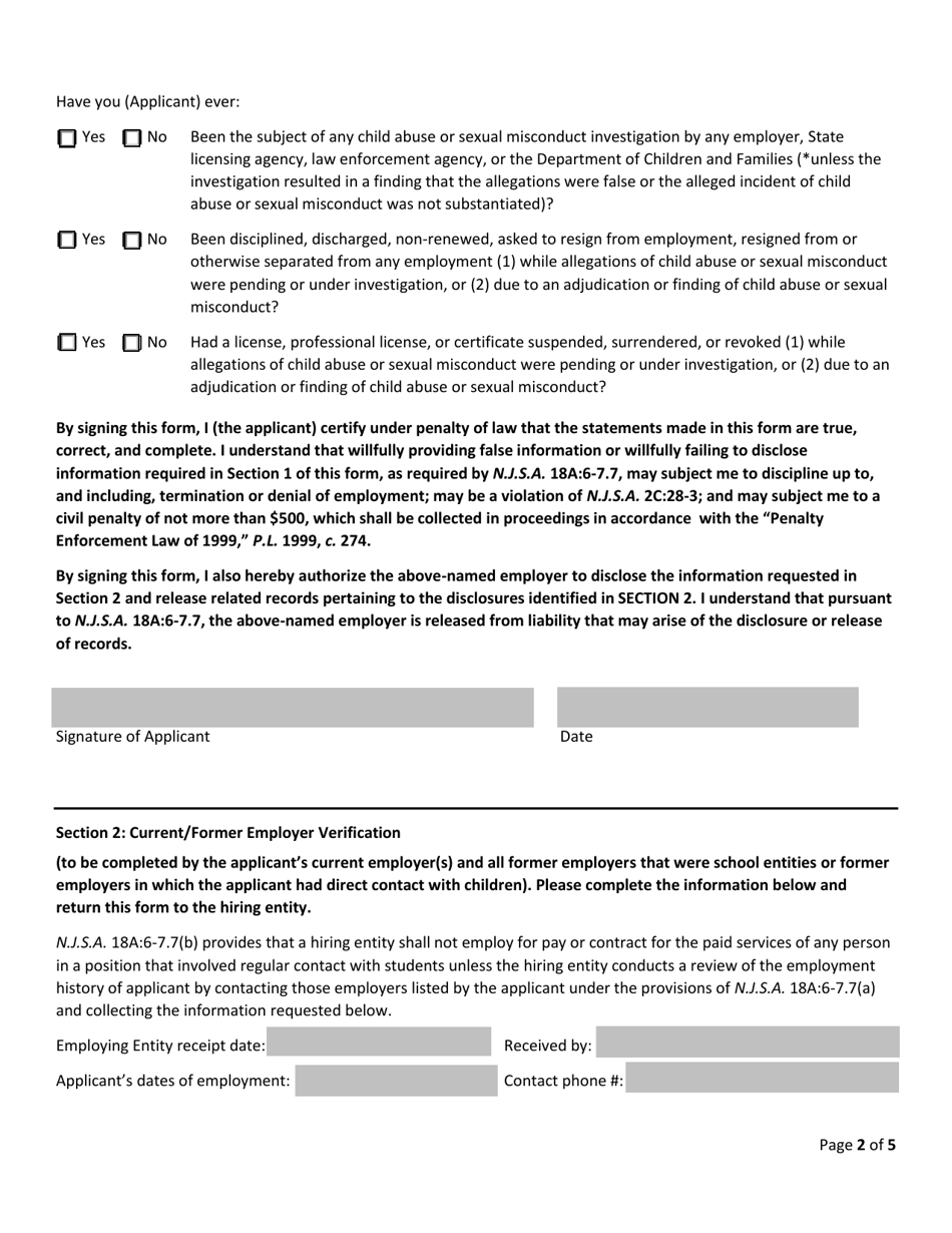 Sexual Misconduct / Child Abuse Disclosure Release - New Jersey, Page 2