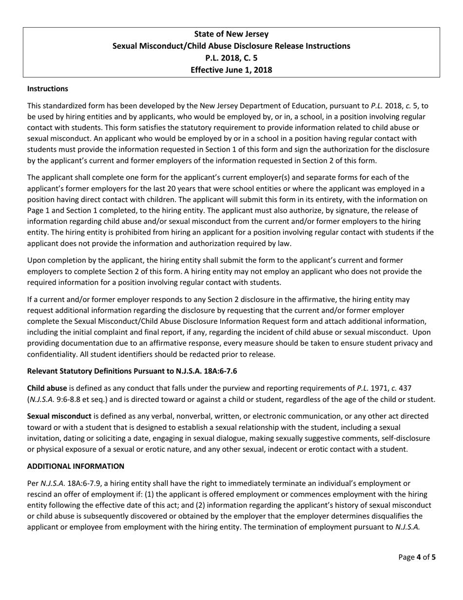 Sexual Misconduct / Child Abuse Disclosure Release - New Jersey, Page 4