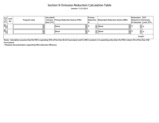 Document preview: Storage Vessels Section 9: Emission Reduction Calculation Table - New Mexico