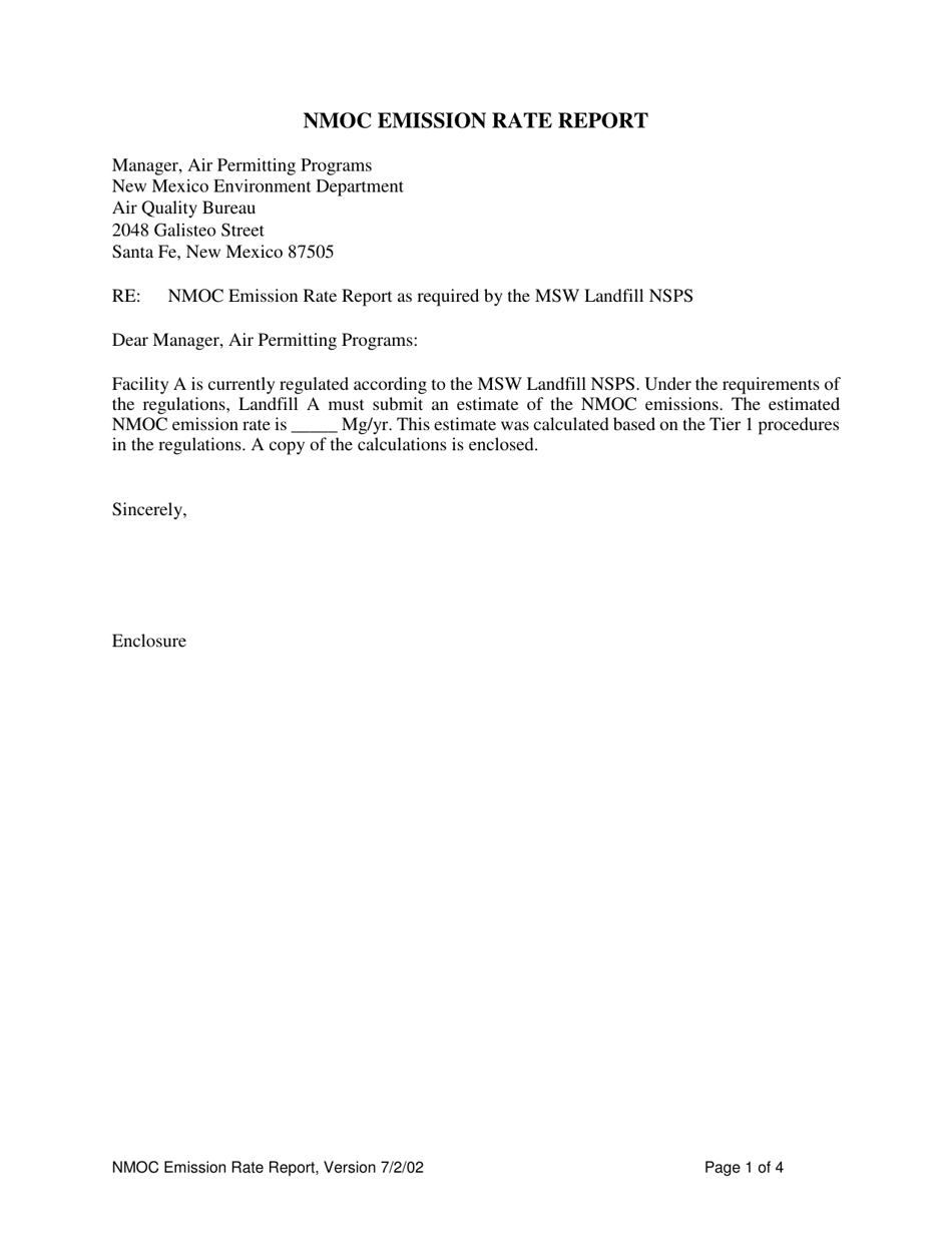 Nmoc Emission Rate Report - New Mexico, Page 1