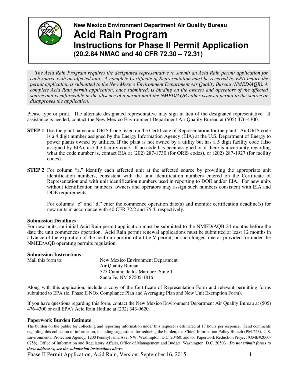 Phase II Permit Application - Acid Rain Program - New Mexico, Page 1