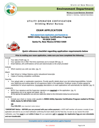 Exam Application - Nmed Utility Operator Certification Program - New Mexico