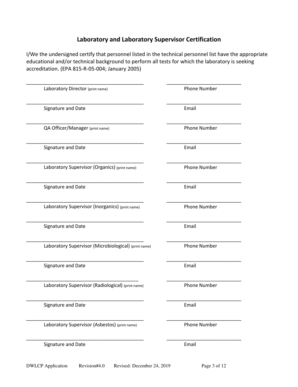 Appendix A Drinking Water Laboratory Certification Program Application - New Mexico, Page 3