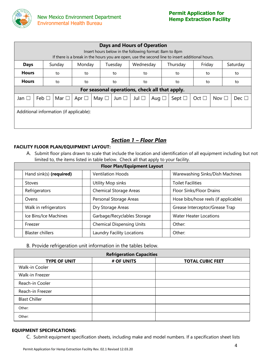 Permit Application for Hemp Extraction Facility - New Mexico, Page 4