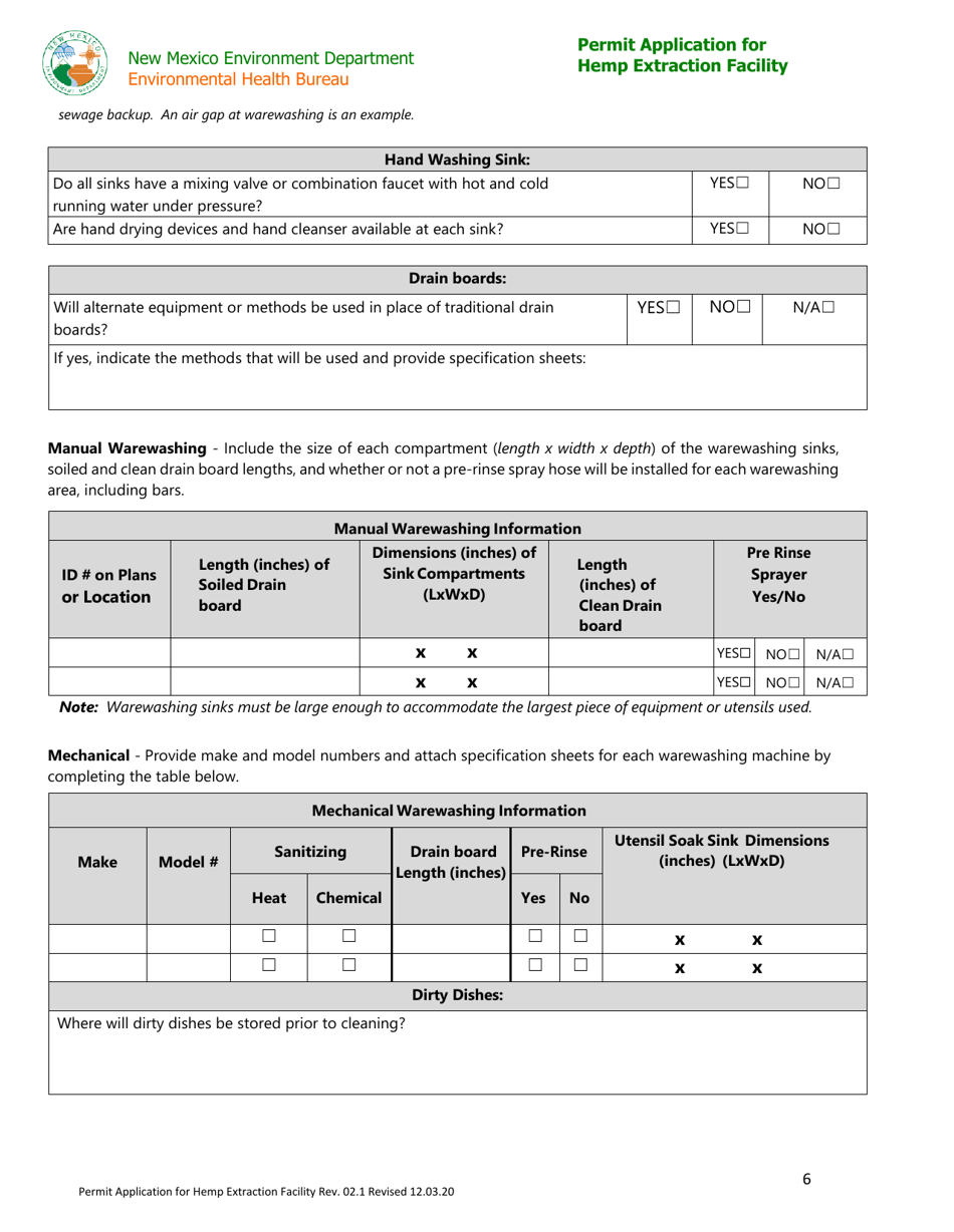 Permit Application for Hemp Extraction Facility - New Mexico, Page 6
